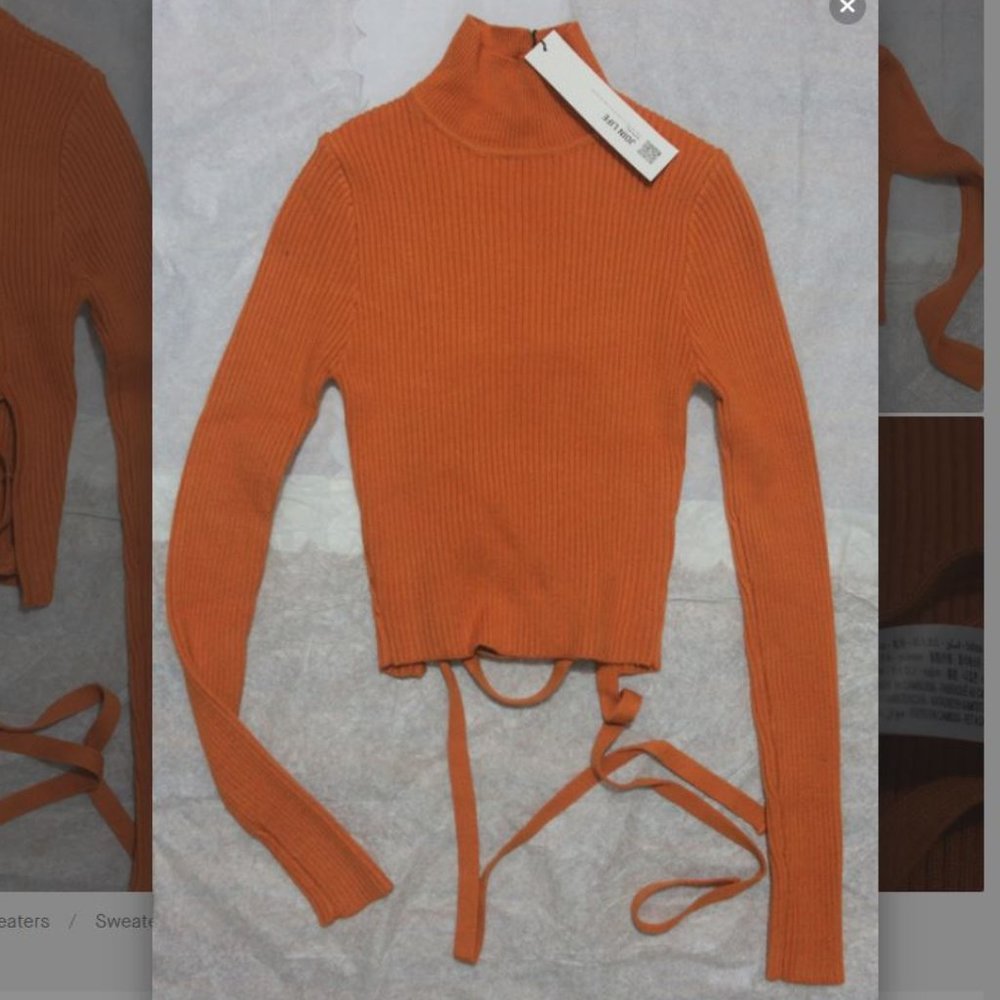 NWT Zara Lace-up Open Back Knit Top. - Picture 6 of 10